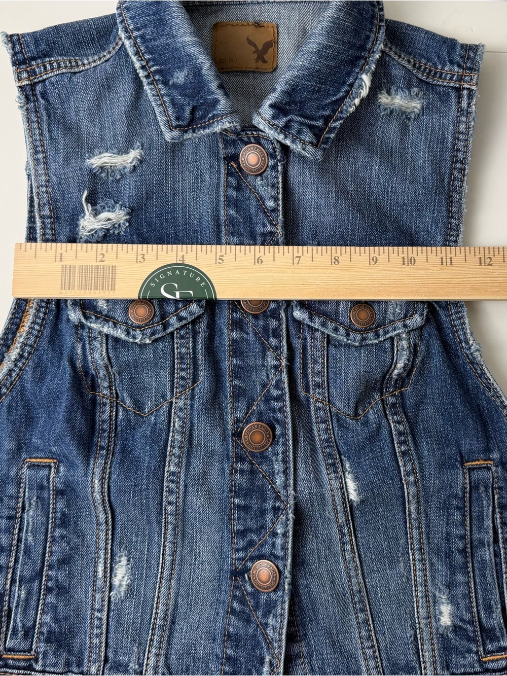 Women's Distressed Denim Vest - Blue - Picture 5 of 5
